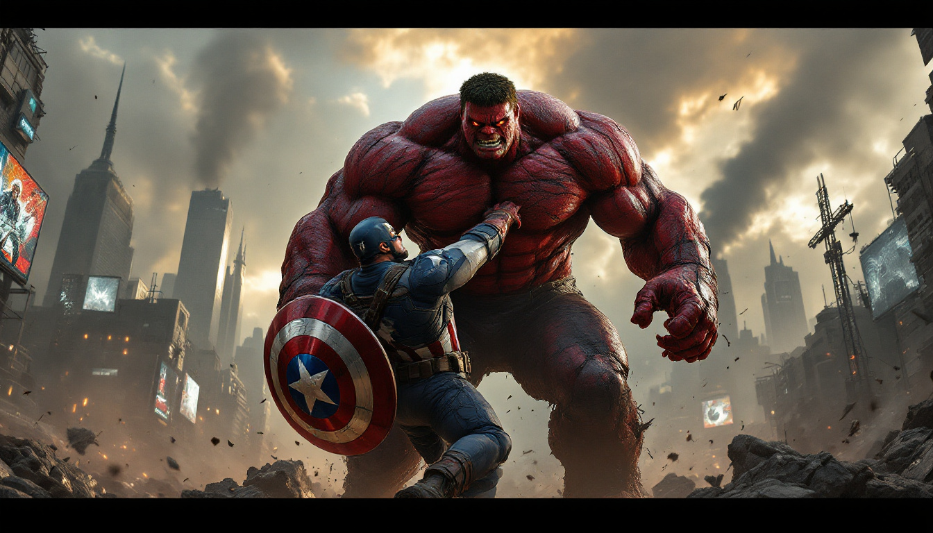 découvrez les nouvelles images de brave new world où le red hulk défie captain america dans un affrontement épique. plongez au cœur de cette confrontation explosive et préparez-vous à vivre l'intensité de cette bataille inédite entre deux titans de l'univers marvel.