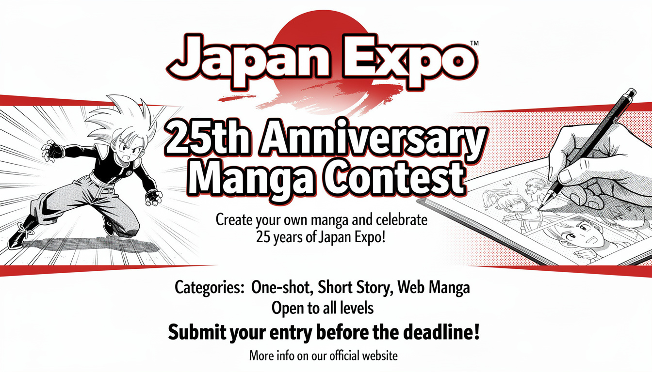 participez au concours organisé par manga plus et japan expo pour découvrir et soutenir le nouveau talent du manga. inscrivez-vous dès maintenant et faites partie de cette aventure unique !