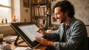 Illustrateur qui dessine des bulles BD