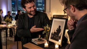 lors d’une célébration à austin, un entrepreneur rend hommage à colin simmons avec une touche d’humour, attirant l’attention des invités.